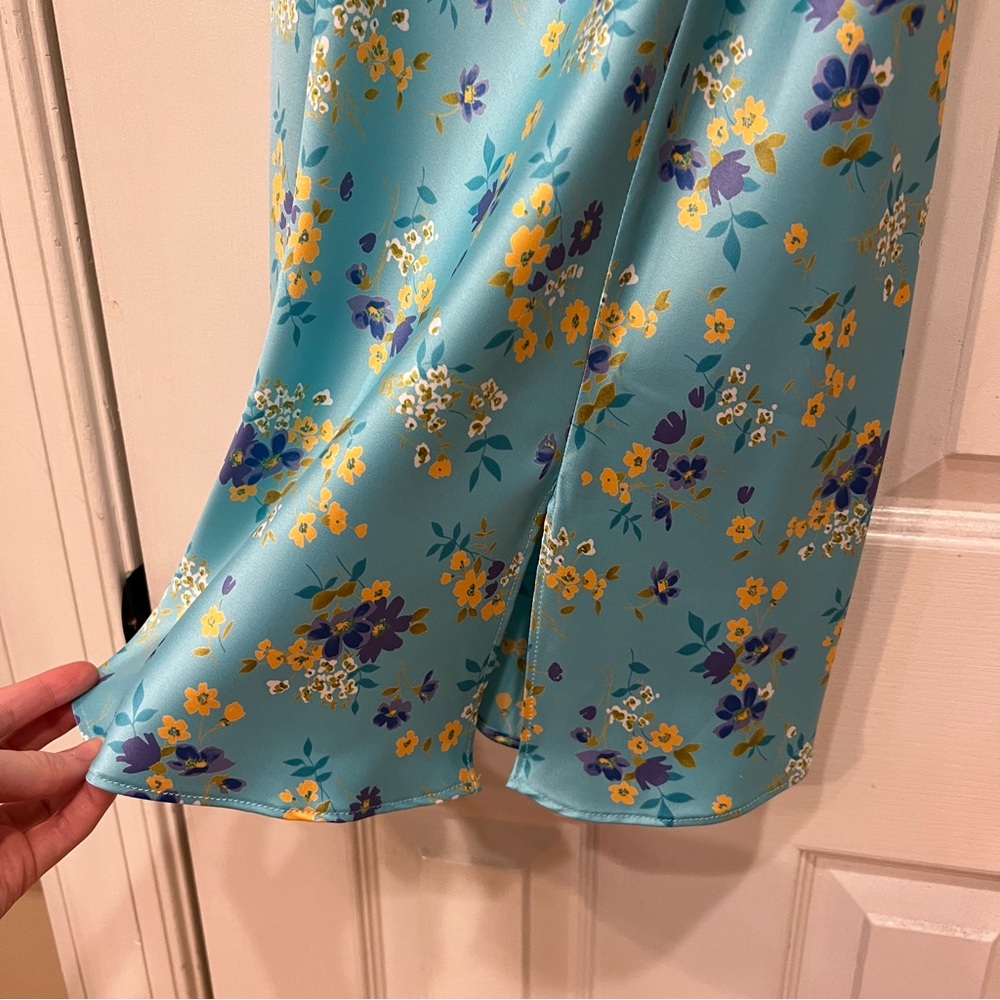 Vintage Y2K 2001 Victoria’s Secret Slip Dress Blue Yellow Lace Floral Small - Picture 3 of 9